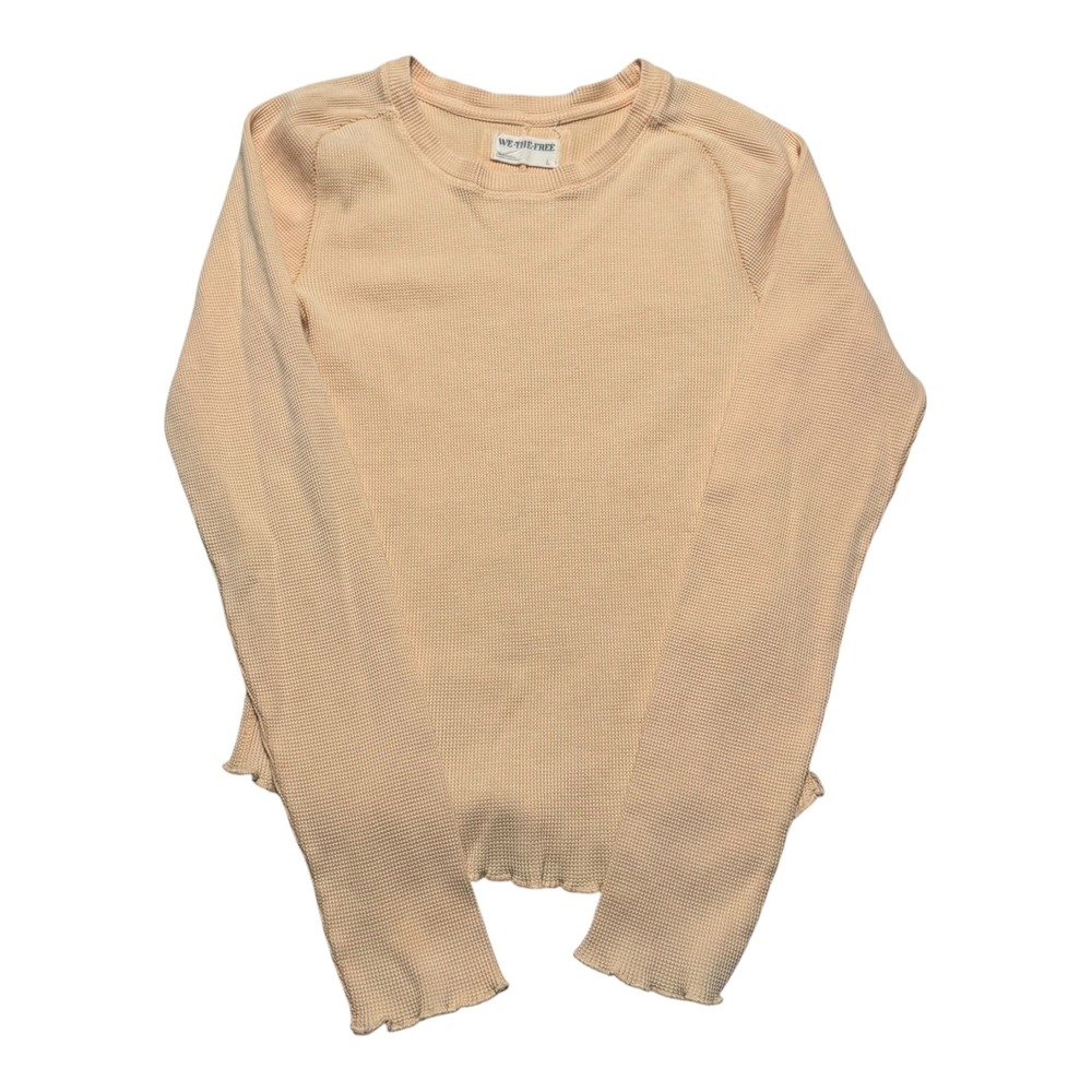 Free‎ People We the Free Easy Does It Thermal Long Sleeve Tee Girls L Cuban Sand